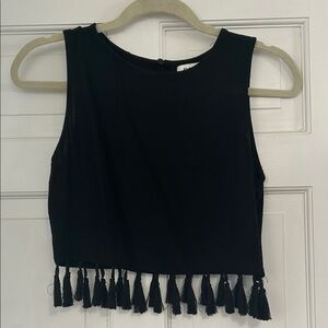 DO+BE Black Crop Top with Tassel Hem